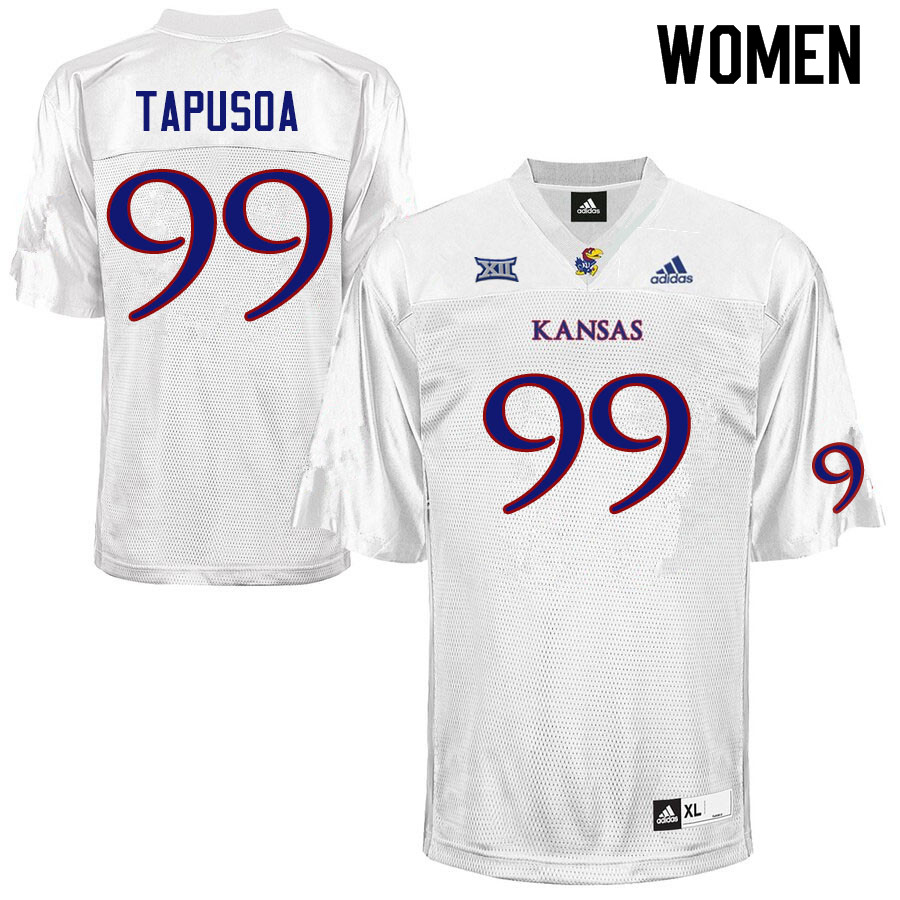 Women #99 Myles Tapusoa Kansas Jayhawks College Football Jerseys Sale-White - Click Image to Close